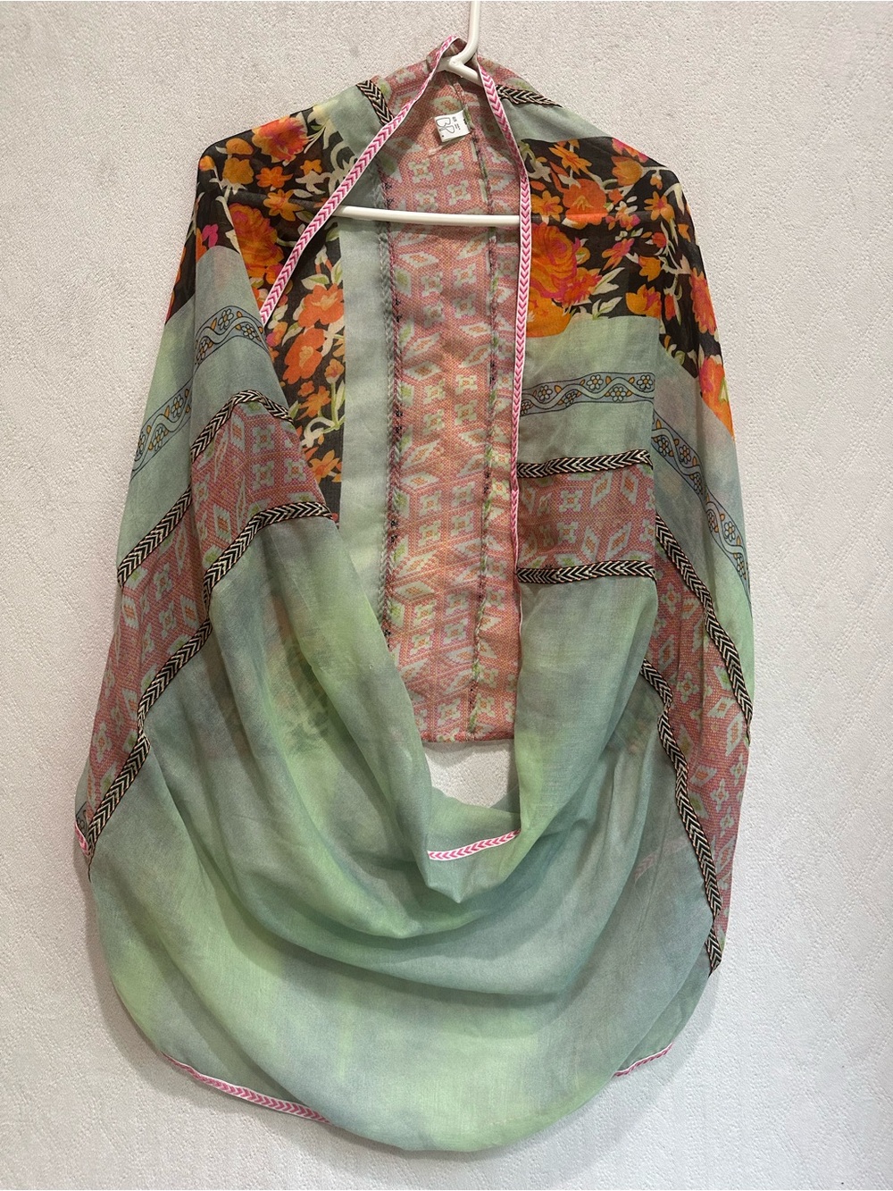 B. P. Infinity Light Green Floral Patterned Women's Scarf Summer